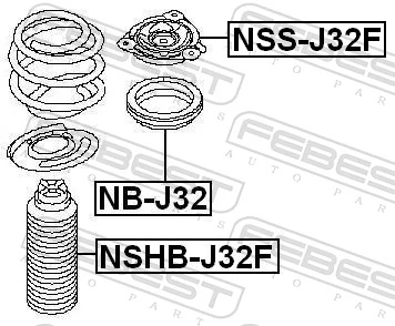 NSHBJ32F Febest Pára-choque (grade de proteção) de amortecedor dianteiro + bota de proteção