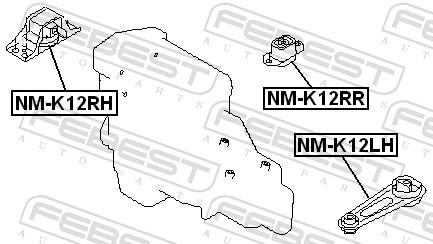 NMK12LH Febest Coxim (suporte) esquerdo inferior de motor