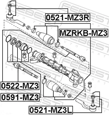 MZRKBMZ3 Febest Bota de proteção do mecanismo de direção (de cremalheira)