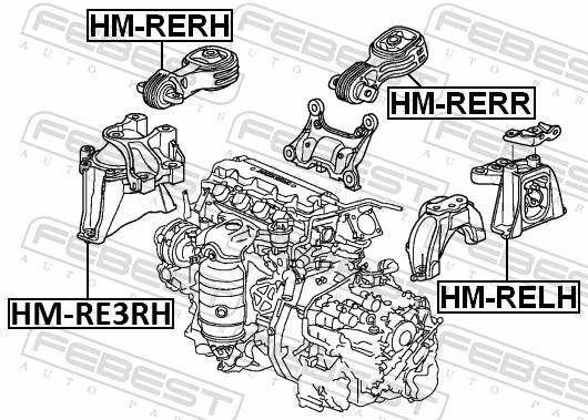 HMRE3RH Febest Coxim (suporte) direito inferior de motor