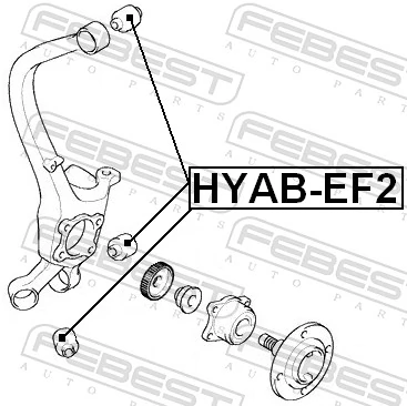 HYABEF2 Febest Bloco silencioso do pino de apoio traseiro