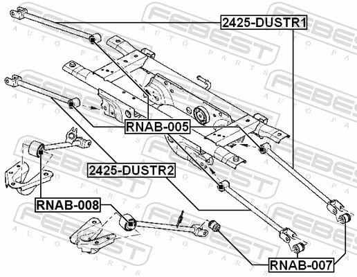 RNAB005 Febest Bloco silencioso da barra Panhard (de suspensão traseira)