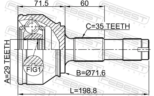  Junta homocinética externa dianteira Fiat Ducato III сaixa (250) (2006 - 2026) III