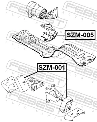 SZM001 Febest Coxim (suporte) esquerdo/direito de motor