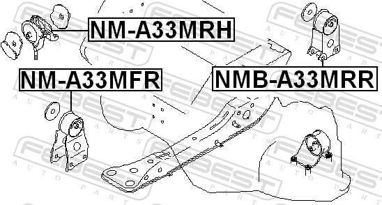NMBA33MRR Febest Coxim (suporte) traseiro de motor (bloco silencioso)