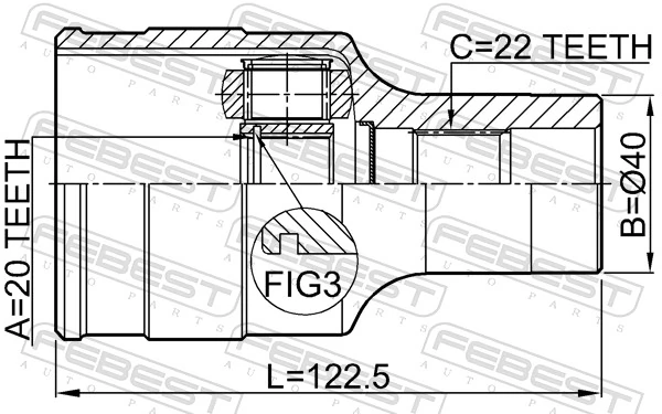 0711RM413RH Febest Junta homocinética interna dianteira