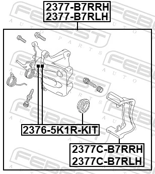 23765K1RKIT Febest Kit de reparação de suporte do freio traseiro