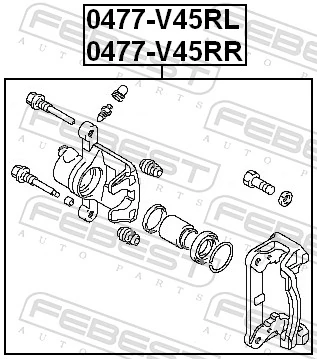 0477V45RR Febest Suporte do freio traseiro direito