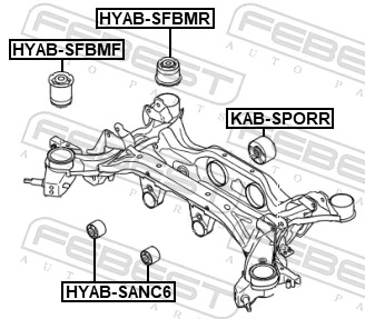Bloco silencioso de viga traseira (de plataforma veicular) para Hyundai Santa Fe II CM