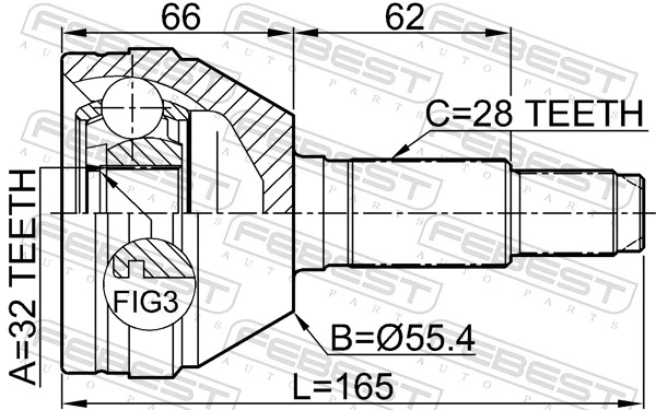 Junta homocinética externa dianteira Chevrolet Epica II V250
