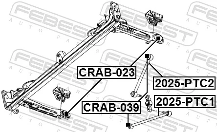 CRAB023 Febest Bloco silencioso de viga traseira (de plataforma veicular)