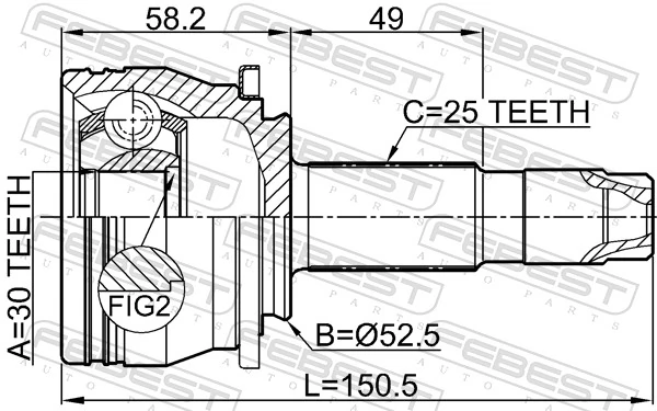 1010T300 Febest Junta homocinética externa dianteira