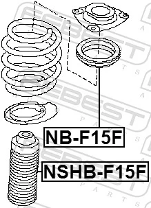 NSHBF15F Febest Pára-choque (grade de proteção) de amortecedor dianteiro + bota de proteção