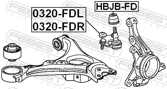 HBJBFD Febest Bota de proteção de suporte esférico inferior