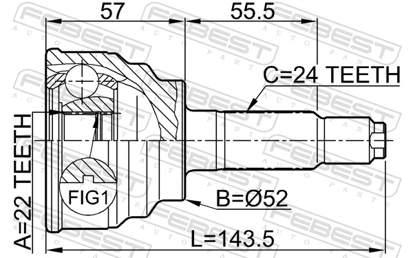 Junta homocinética externa dianteira Hyundai/Kia KK37022510