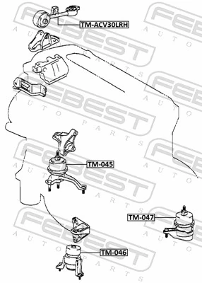 TM047 Febest Coxim (suporte) esquerdo de motor