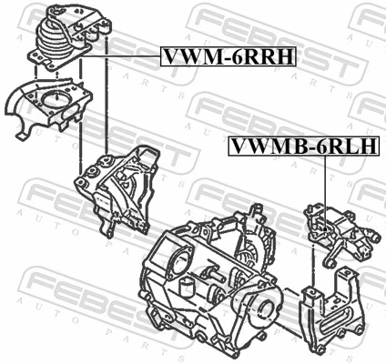 VWMB6RLH Febest Coxim (suporte) esquerdo traseiro de motor