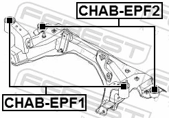 CHABEPF1 Febest Bloco silencioso (coxim) de viga dianteira (de plataforma veicular)