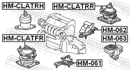 HMCLATFR Febest Coxim (suporte) dianteiro de motor