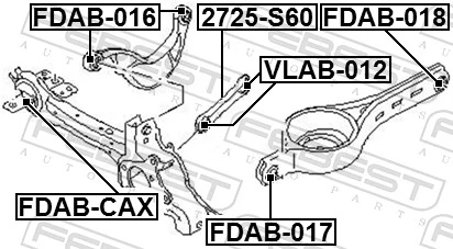 FDAB018 Febest Bloco silencioso do braço oscilante inferior traseiro