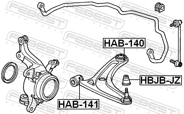  Bloco silencioso dianteiro do braço oscilante inferior Honda Jazz hatchback (GD, GE) (2002 - 2008) 