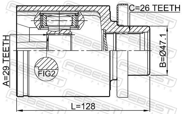 2311T5ATLH Febest Junta homocinética interna dianteira esquerda