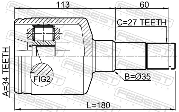 Junta homocinética interna dianteira esquerda Peugeot/Citroen 93743415 preço, a partir de 44,30 USD