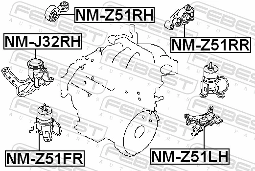 Coxim (suporte) dianteiro de motor para Nissan Murano  Z51