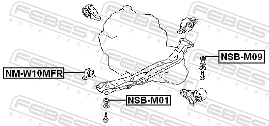 Coxim (suporte) dianteiro de motor para Nissan Primera  W10