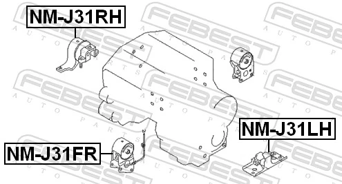 NMJ31RH Febest Coxim (suporte) direito de motor