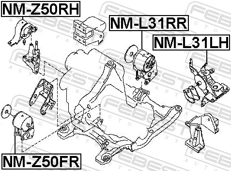  Coxim (suporte) traseiro de motor Nissan Altima L31 sedan (2001 - 2006) L31