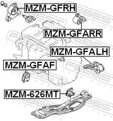 MZM626MT Febest Coxim (suporte) inferior de motor