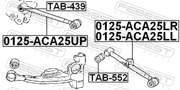 0125ACA25LR Febest Braço oscilante inferior direito de suspensão traseira