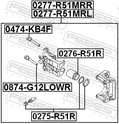 0277R51MRL Febest Suporte do freio traseiro esquerdo