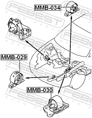 MR244836 Mitsubishi Coxim (suporte) esquerdo de motor (bloco silencioso)