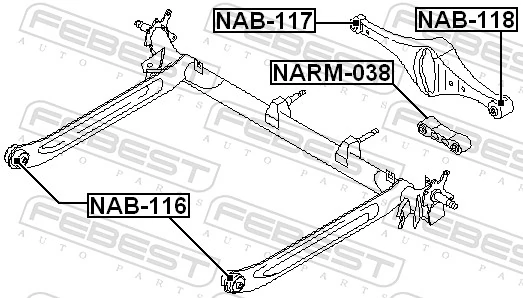 NAB117 Febest Bloco silencioso traseiro de braço oscilante transversal