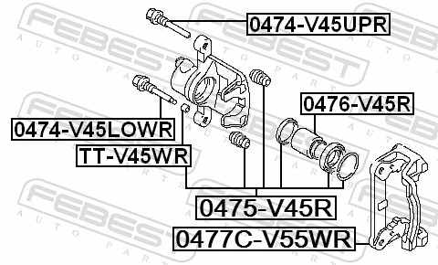  Kit de reparação de suporte do freio traseiro Mitsubishi Pajero II Canvas Top SUV (V2W, V4W) (1990 - 2004) II Canvas Top
