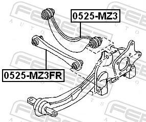 0525MZ3FR Febest Braço oscilante de suspensão traseira transversal