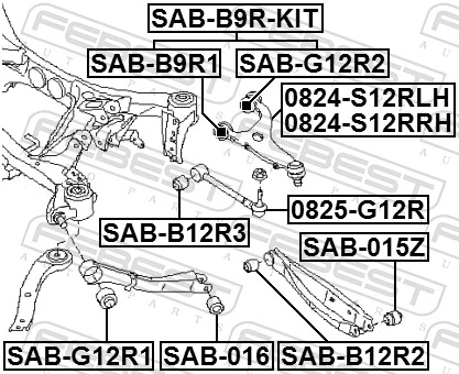 0824S12RRH Febest Braço oscilante superior direito de suspensão traseira