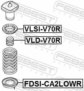 FDSICA2LOWR Febest Espaçador (anel de borracha) da mola traseira inferior