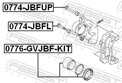 0776GVJBFKIT Febest Kit de reparação de suporte do freio dianteiro