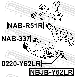 0220Y62LR Febest Suporte de esfera inferior de suspensão traseira