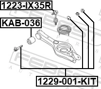 1229001KIT Febest Parafuso de fixação do braço oscilante inferior traseiro, interno