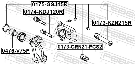 0174KDJ120R Febest Guia de suporte traseiro