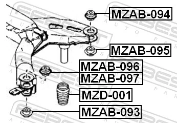 MZAB095 Febest Bloco silencioso de viga traseira (de plataforma veicular)