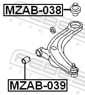 MZAB038 Febest Bloco silencioso dianteiro do braço oscilante inferior