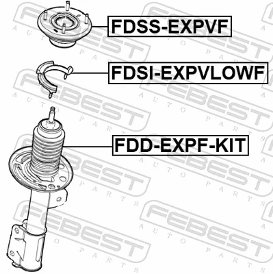 FDDEXPFKIT Febest Pára-choque (grade de proteção) de amortecedor dianteiro + bota de proteção