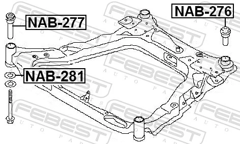 NAB276 Febest Bloco silencioso (coxim) de viga dianteira (de plataforma veicular)