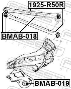 1925R50R Febest Braço oscilante de suspensão traseira transversal