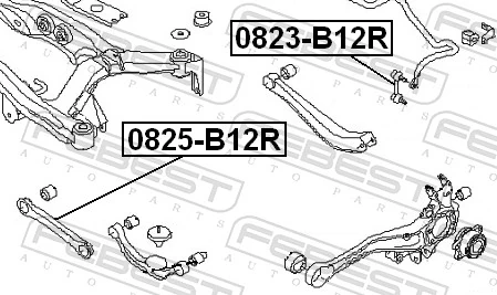 0825B12R Febest Barra transversal de suspensão traseira